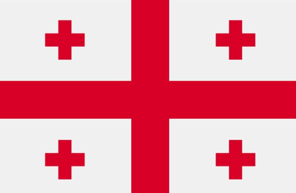 Flag of Georgia with five red crosses on a white field