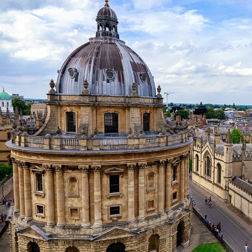Aerial view of the domed Radcliffe Camera in Oxford